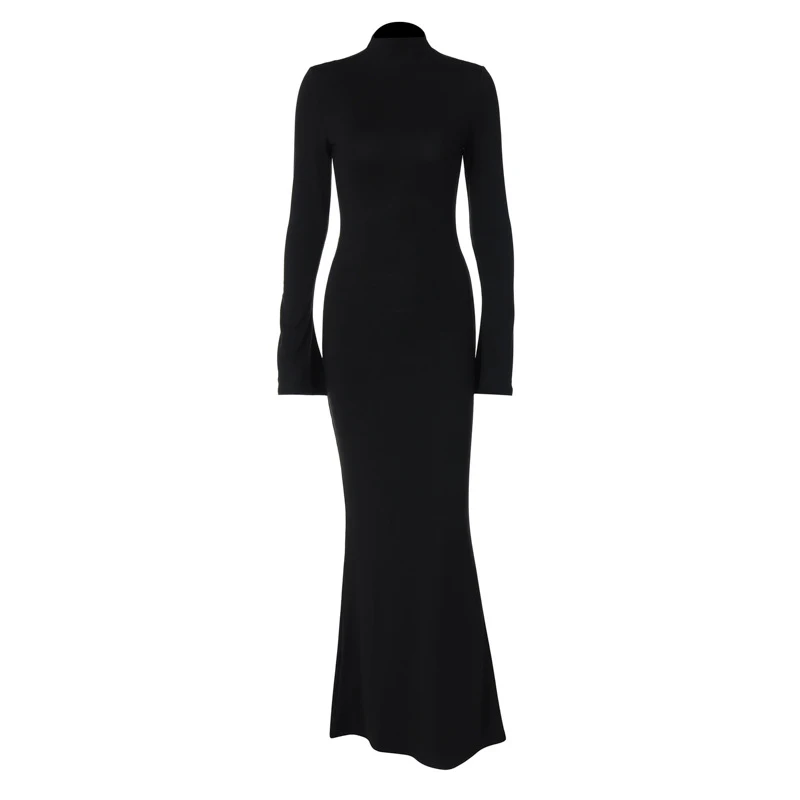 Sexy Women Maxi Bodycon Dress Long Sleeve Sheath Dresses Elegant Party Evening Club Wrap Black Winter Dress Fashion Outfits