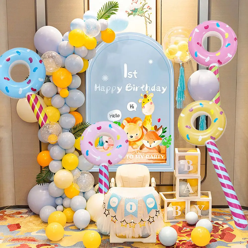 

Воздушный шар в форме пончика, украшения для дня рождения, леденец, палочка, надувные конфеты, воздушные шары, надувной пончик, леденец, Candyland