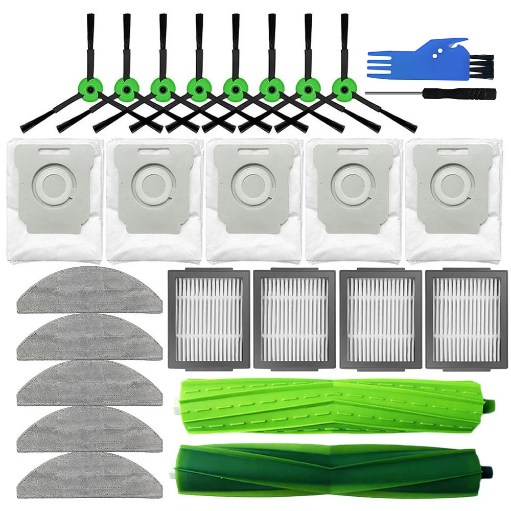 หลักแปรงด้านข้าง HEPA FILTER Mop Rag Universal ล้อยางผิวสําหรับ iRobot Roomba Combo J5/J5 +/ i5/I5 + เครื่องดูดฝุ่นอุปกรณ์เสริม