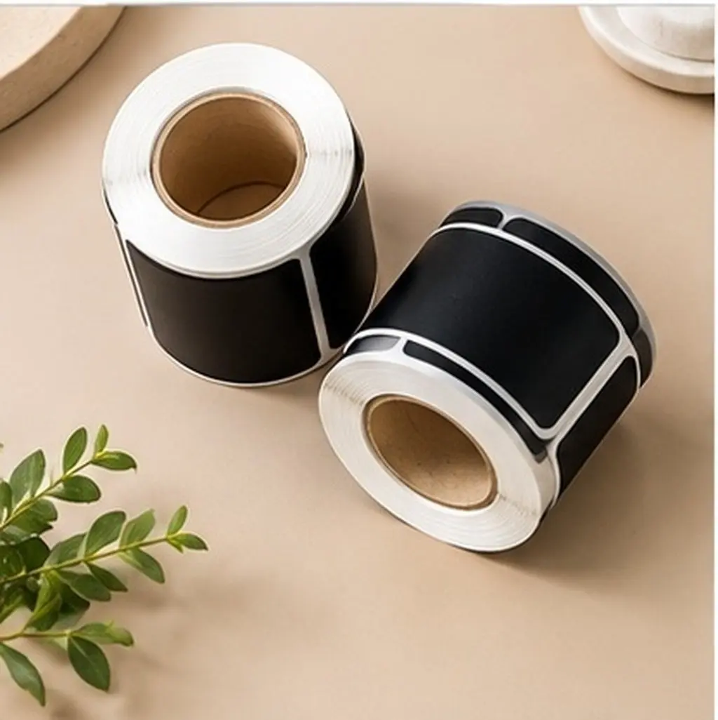 2 Rolls 5Cm Waterproof Reusable Chalkboard Label Stickers Simple Minimalist Design for Spice Bottles Jars Containers Gift Ready
