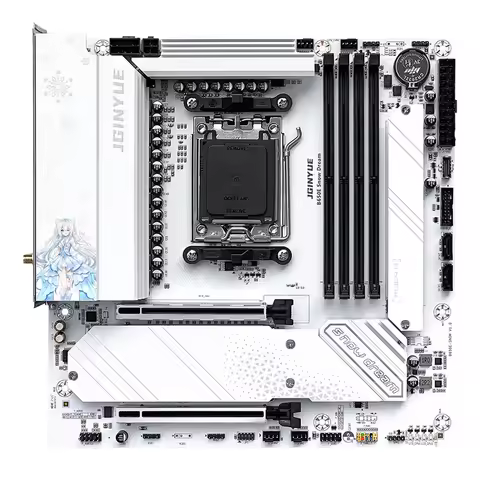 JGINYUE AM5 Motherboard B650E Snow Dream, Supports AMD Ryzen 9000/8000/7000, PCIe 5.0, DDR5 7000+(OC), 2.5G LAN, ARGB
