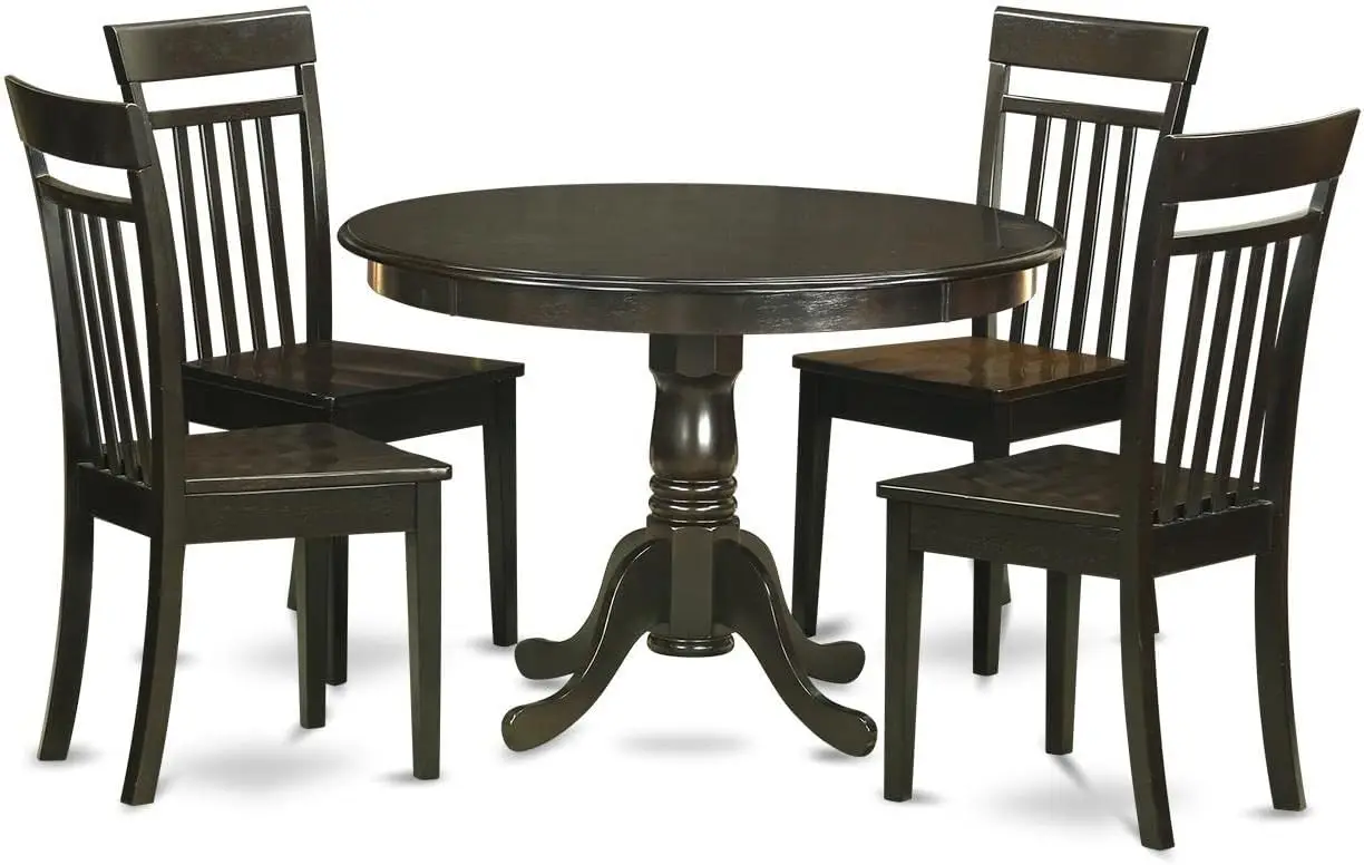 CAP-W 5 Piece Dining Room Table Set Includes a Round Kitchen Table with Pedestal and 4 Dining Chairs, 42x42 Inch,