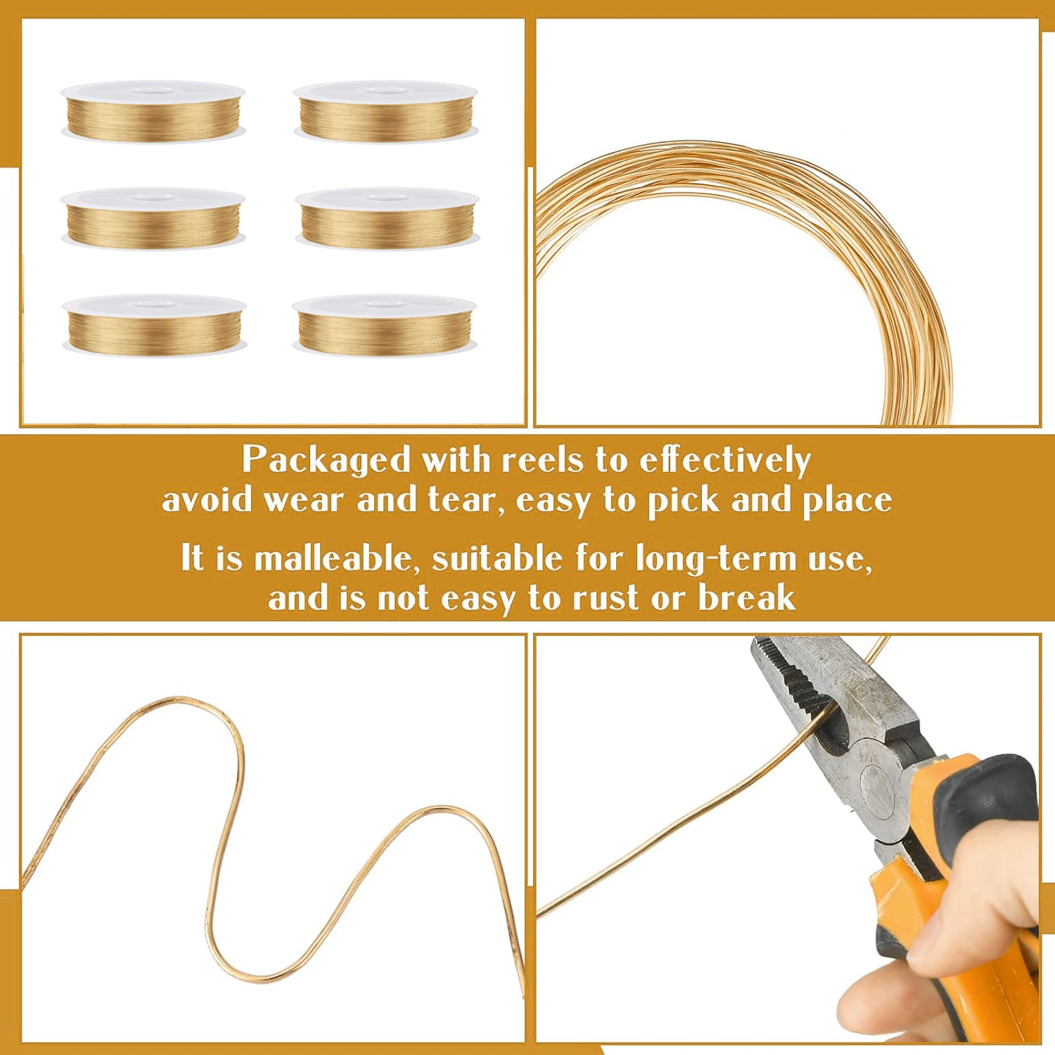 6/5/3 rolls Brass Copper Wire Bendable metal wire for jewelry craft and electrical connection, model making, botanical gardening