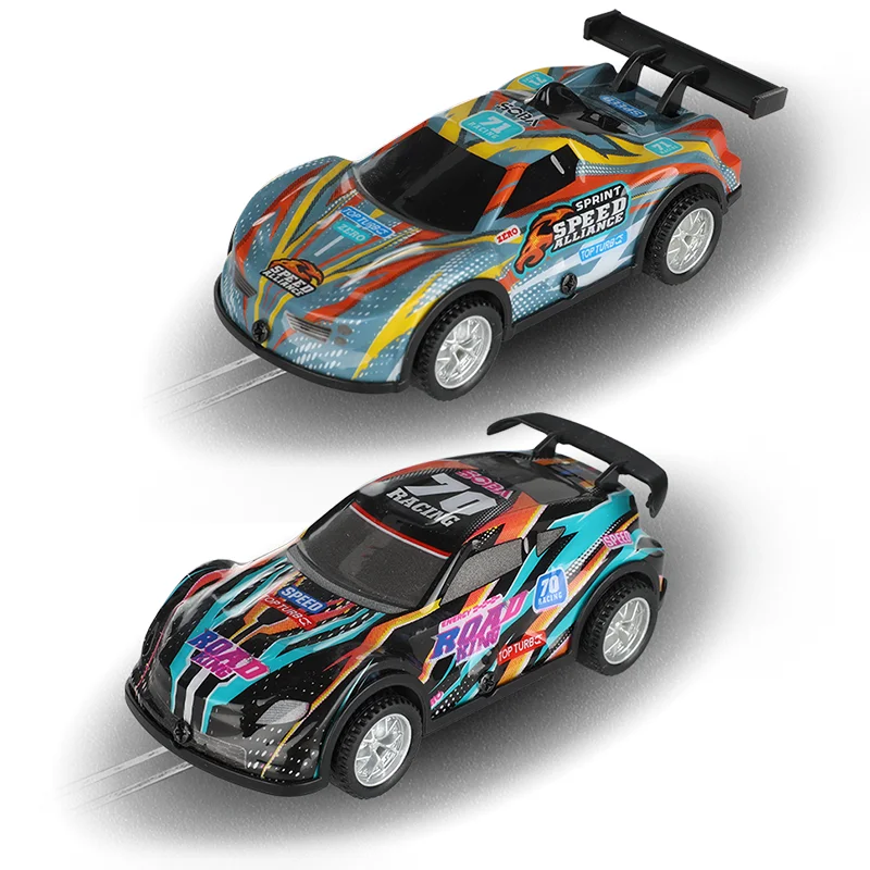 Coche con ranura analógica, escala 1 43 1/43, conjunto con circuito eléctrico ligero, pista de carreras de evolución, accesorios para coches de juguete