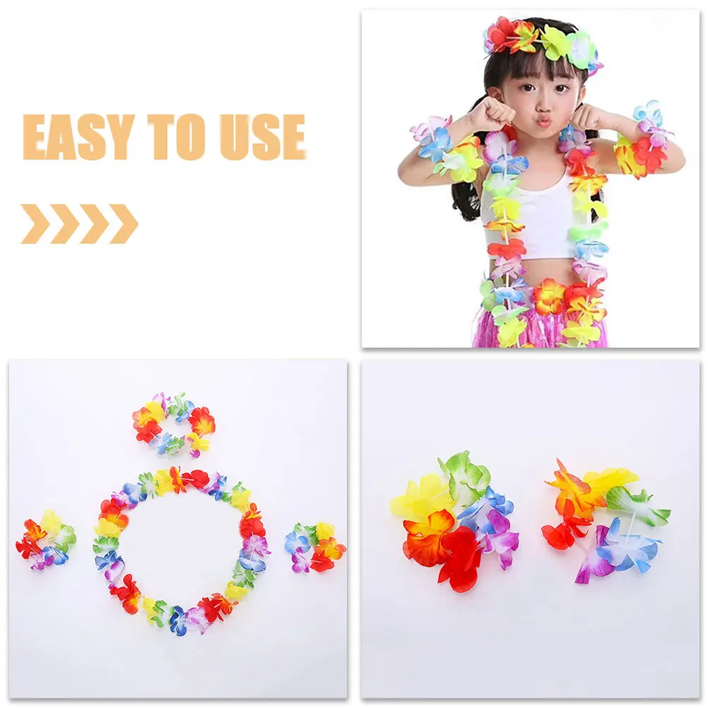 

1Set Hawaiian Luau Hula Skirt Costume Colorful Flower Garland Comfortable for Long Term Use Suitable for Hawaii Luau Festival