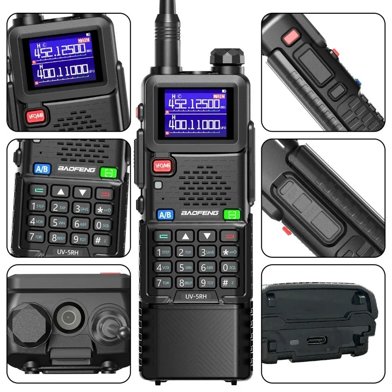 Baofeng UV5RH-MAX تمديد 10 واط عالية الطاقة زر واحد تردد زوج قطعة الطيران سوبر طويل عمر البطارية راديو خارجي