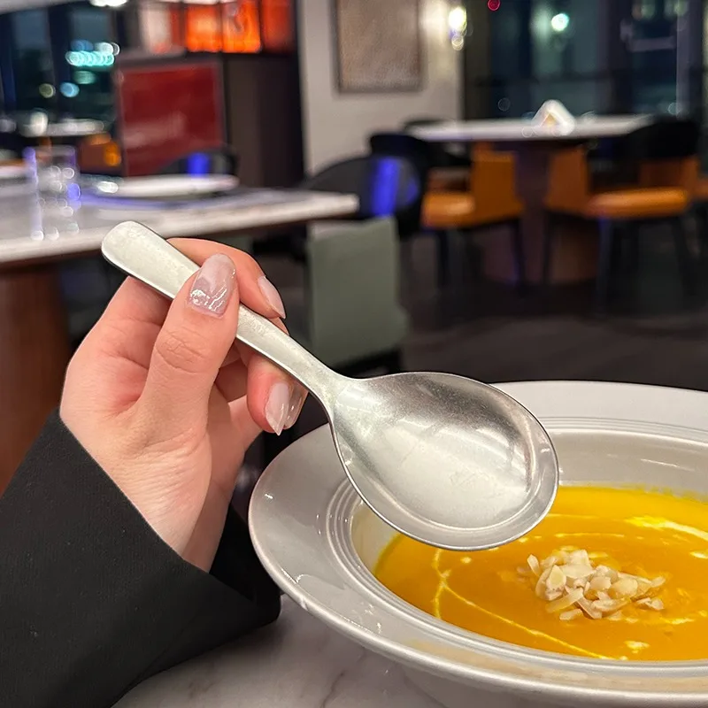 

Stainl Steel ort Handle Soup Spoon Snowflake Sand Owner Wife's Personal Use Diware Western Cutlery Dining Utensils