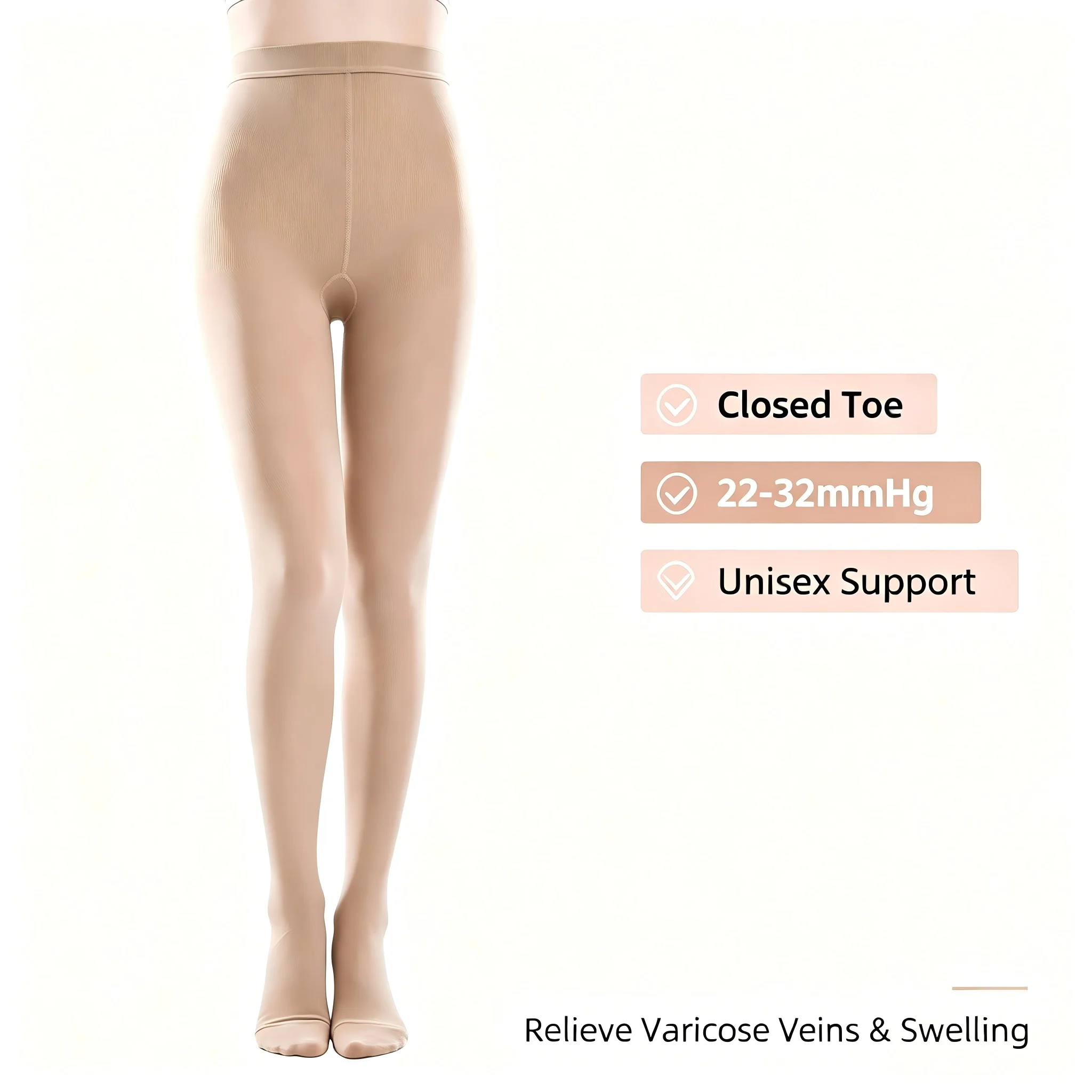 Unisex 20-30mmHg Closed Toe Graduated Medical Compression Pantyhose Support Stockings Relieve Varicose Veins Edema Nurse Travel