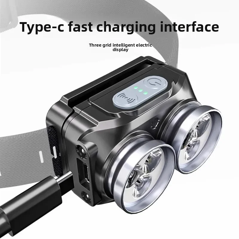Sensor Control LED Headlamp - Super Bright USB Rechargeable Headlight for Outdoor & Emergency Use