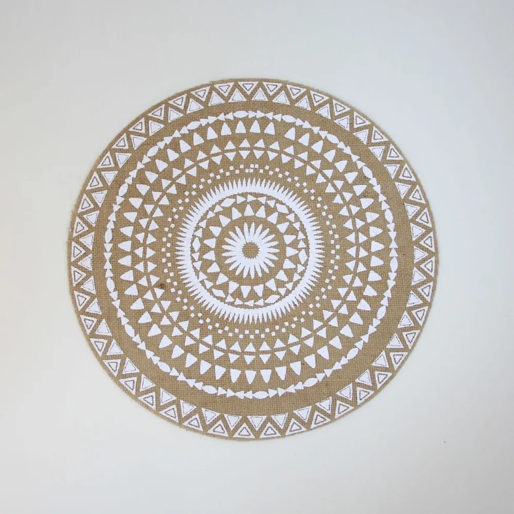 Vintage 36/38cm Round Placemat Non-Slip Heat Resistant Braided Place Mats with Tassels Bohemian Woven Vase Mats Dining Table