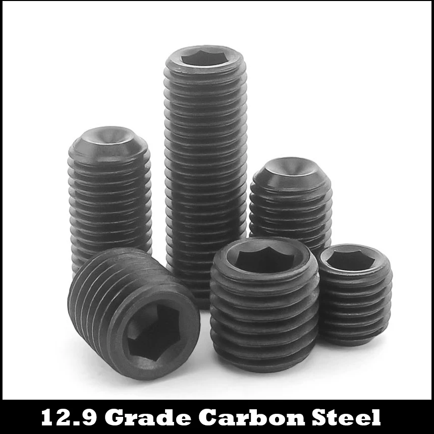 

M6 M6*0.75*6/8/10/12/16mm 12.9 Grade Carbon Steel 0.75mm Pitch Fine Thread None Allen Head Hexagon Socket Cup Point Set Screw