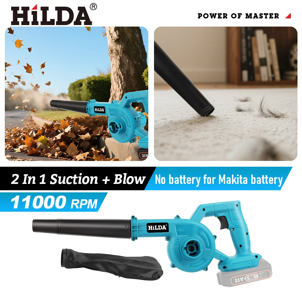 هيلدا منفاخ الهواء الكهربائي أدوات كهربائية لاسلكية حديقة مكنسة كهربائية مجمع الغبار الكمبيوتر المحمولة لبطارية ماكيتا #5