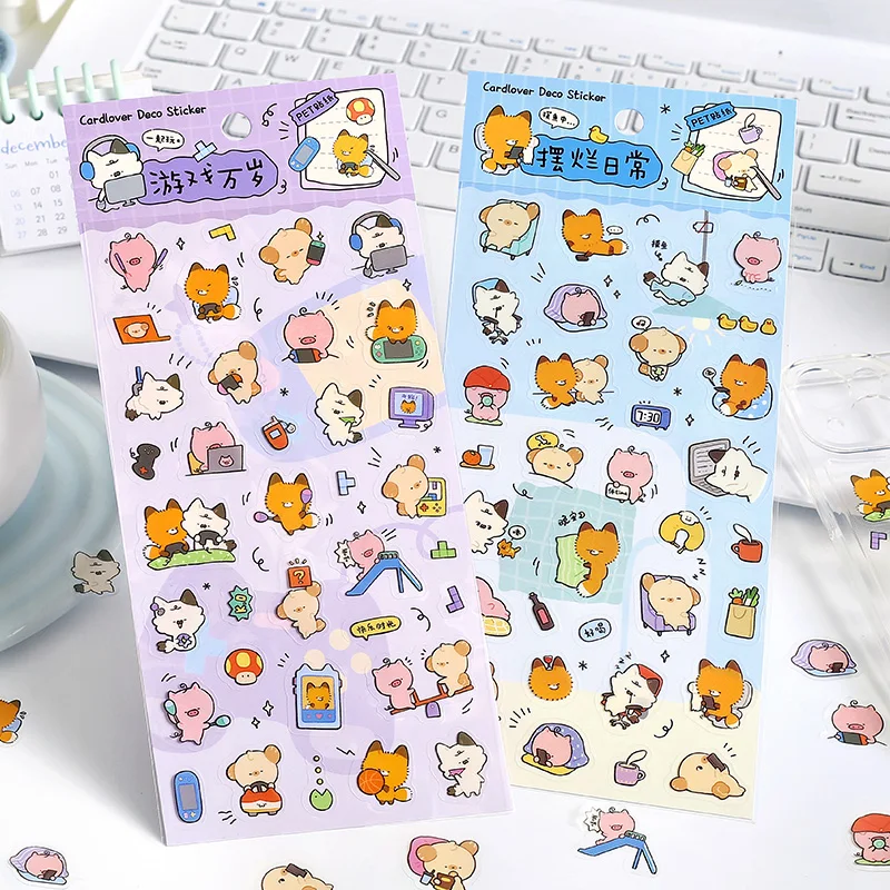1pcs PET stickers welcome to join Moe Group, cute animals DIY, student accounts decoration, die-cutting stickers