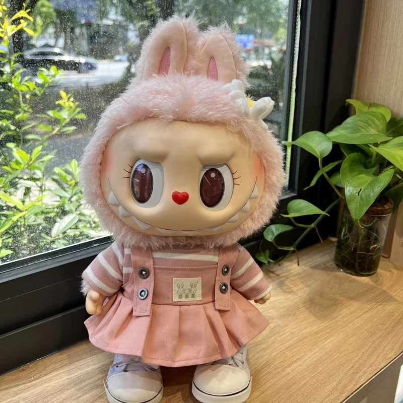 ชุดลำลองสำหรับตุ๊กตาไวนิลขนาดใหญ่ 38 ซม. รุ่น Popmart Bubble Labubus Spring Summer Wild Labubu  ชุดเสื้อผ้าเท่านั้น