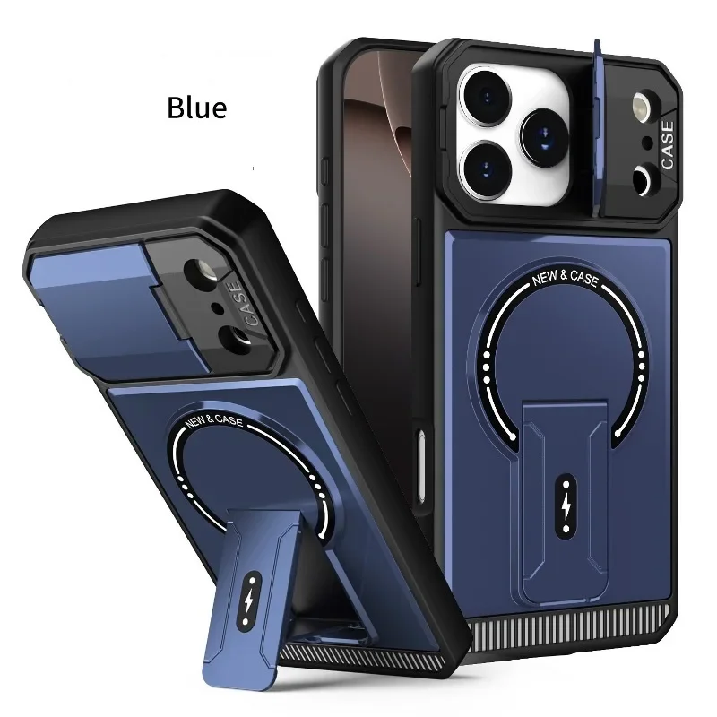 

Back Hide Stand Hard Phone Case for iPhone 11 12 13 14 15 Plus 16 17 Pro Max 17 Air with Support Wireless Charging