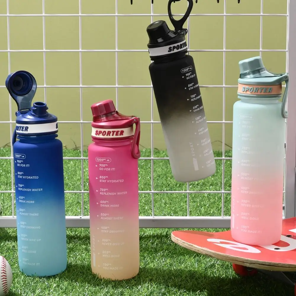 Plastic Sports Water Bottles Drinkware Handheld Large Capacity Water Cup Clear 1000ml Fitness Drinking Bottle Travel Accessories