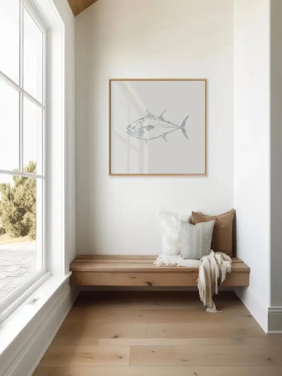 Watercolor Deep Sea Fish Wall Art Sailfish Tuna Marlin Mahi Canvas Painting  Sea Life Poster for Beach House Decor