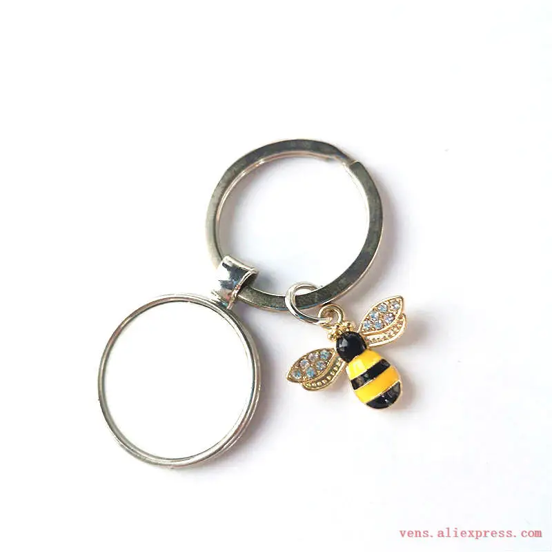 sublimation blank key honeybee ring keychain hot transfer printing consumables 25pcs/lot