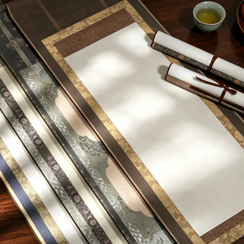 Chinese Rice Paper Scroll Blank, Half-Cooked Xuan Paper for Brush Painting & Calligraphy, Hanging Wall Art Decor Scroll 32x95cm