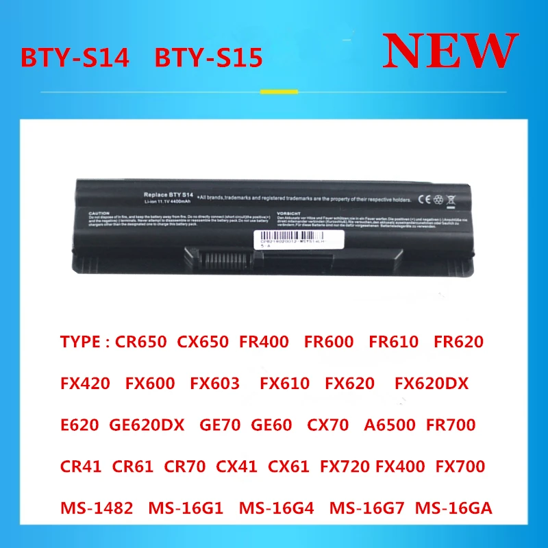 New High Quality BTY-S14 BTY-S15 Laptop Battery For MSI FX720 GE60 GE620 GE620DX GE70 A6500 CR70 FR720 CX70 FX700 CR41 CR61