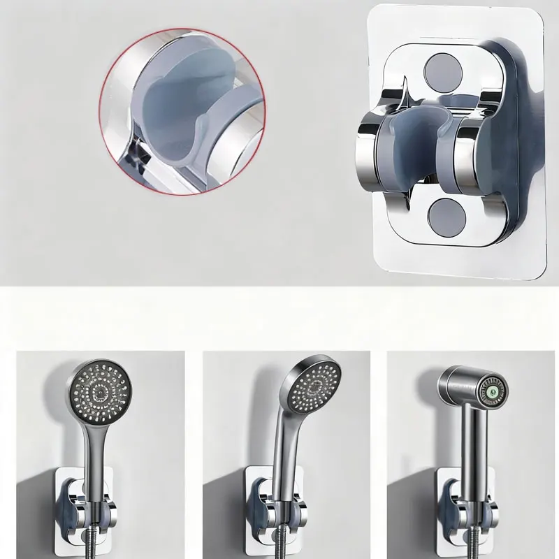 Non-drilling Showerhead Bracket Adjustable Showerhead Hanger Bathroom Shower Accessories Rain Shower Lotus Pod Fixed Wall Base