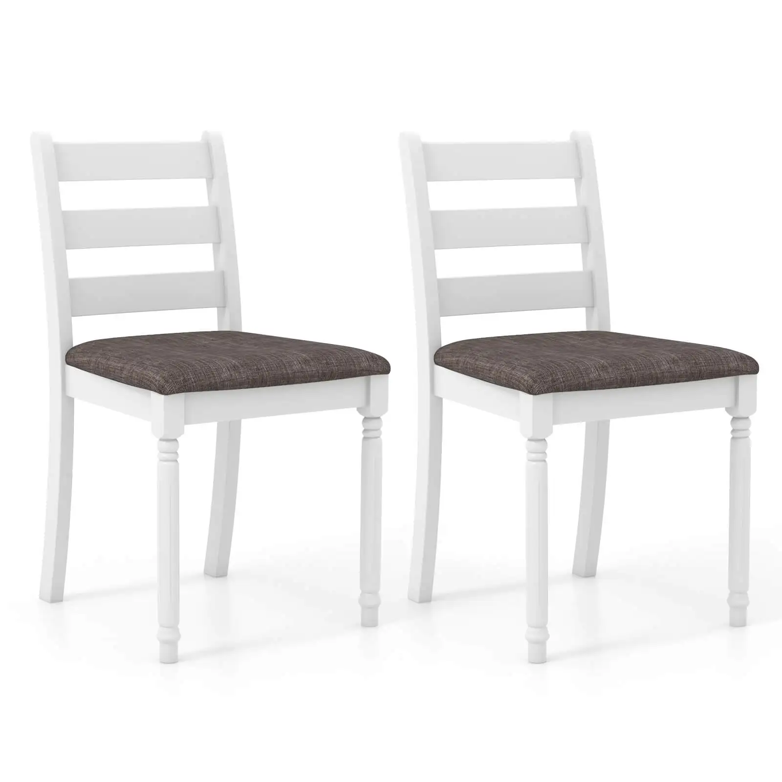 Wooden Dining Chair Set of 2 w/ Acacia Wood Legs Padded Cushion Ladder Back