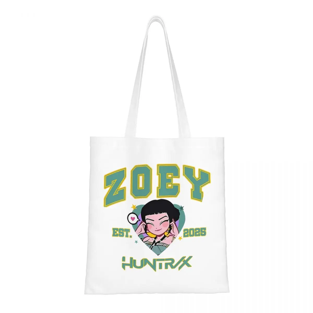 

KPop Demon Hunters Huntrix Zoey Canvas Tote Handbag Grocery Bags Reusable Shopper Bags for Women