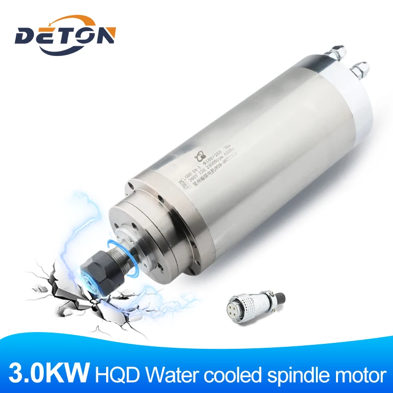 

HQD 3.0KW Water-cooled CNC Spindle Motor Milling Spindle GDZ-24-1 220V 380 CNC Machine Spindle Accessories CNC Grinding Drilling