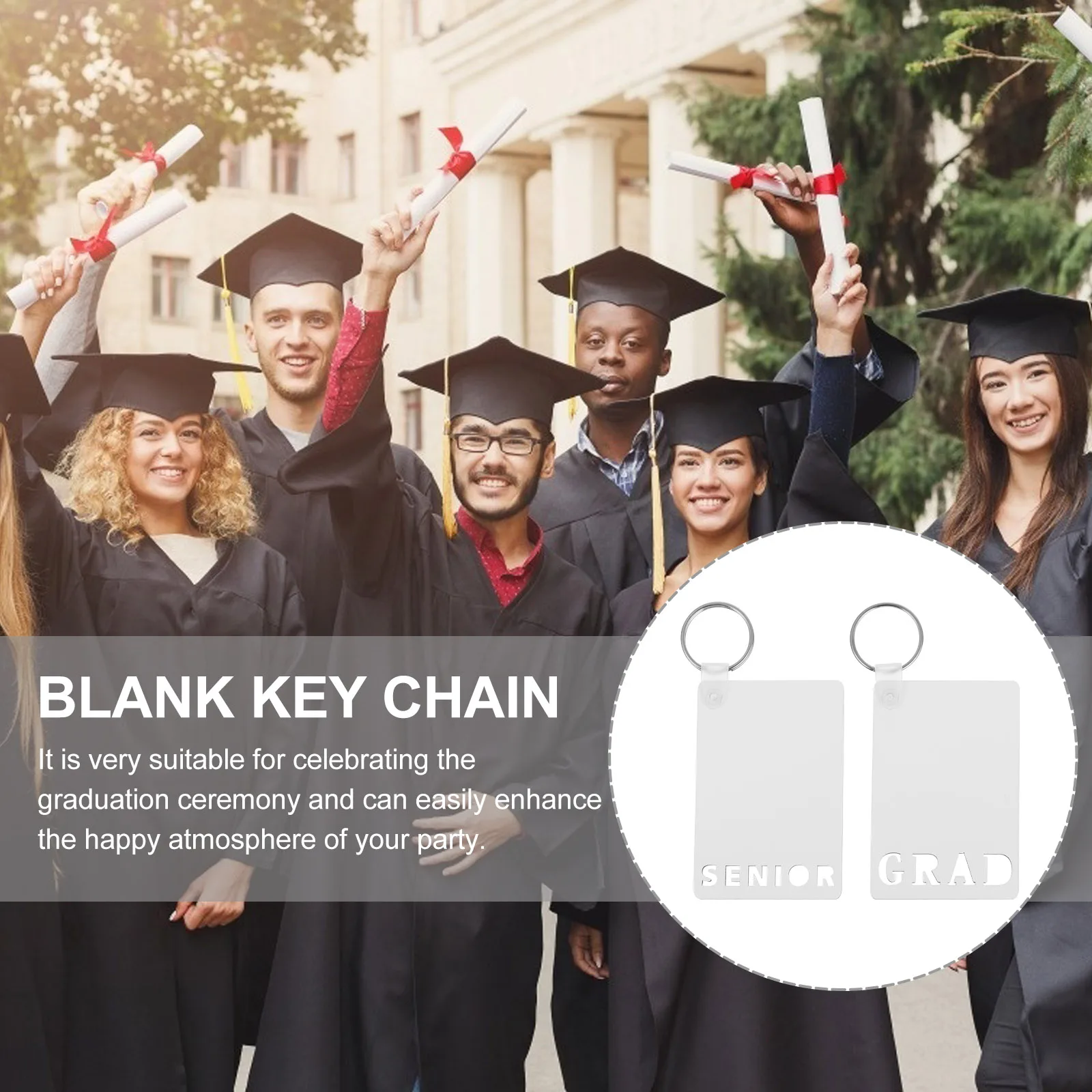 

12pcs Key Chain Blanks Graduation Party Favors Commemorate Keyrings Jewelry Accessories Blank Keychain Rings Safe Durable Craft