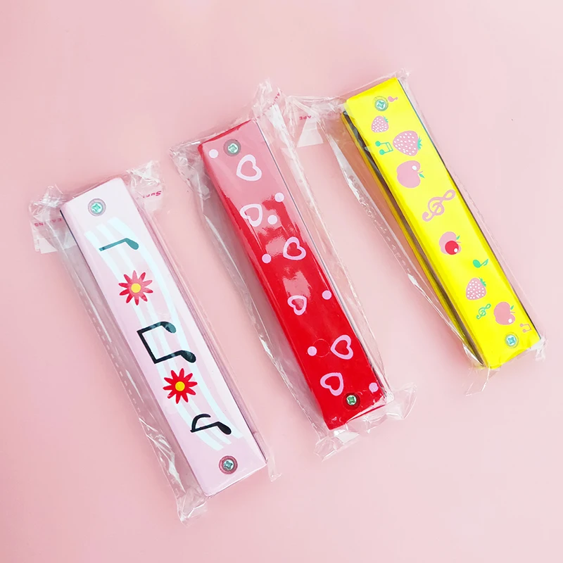 Cartoon Cute Wooden Harmonica Toys Children's Double Row Enlightenment Musical Instrument Student Teaching Use Birthday Gifts