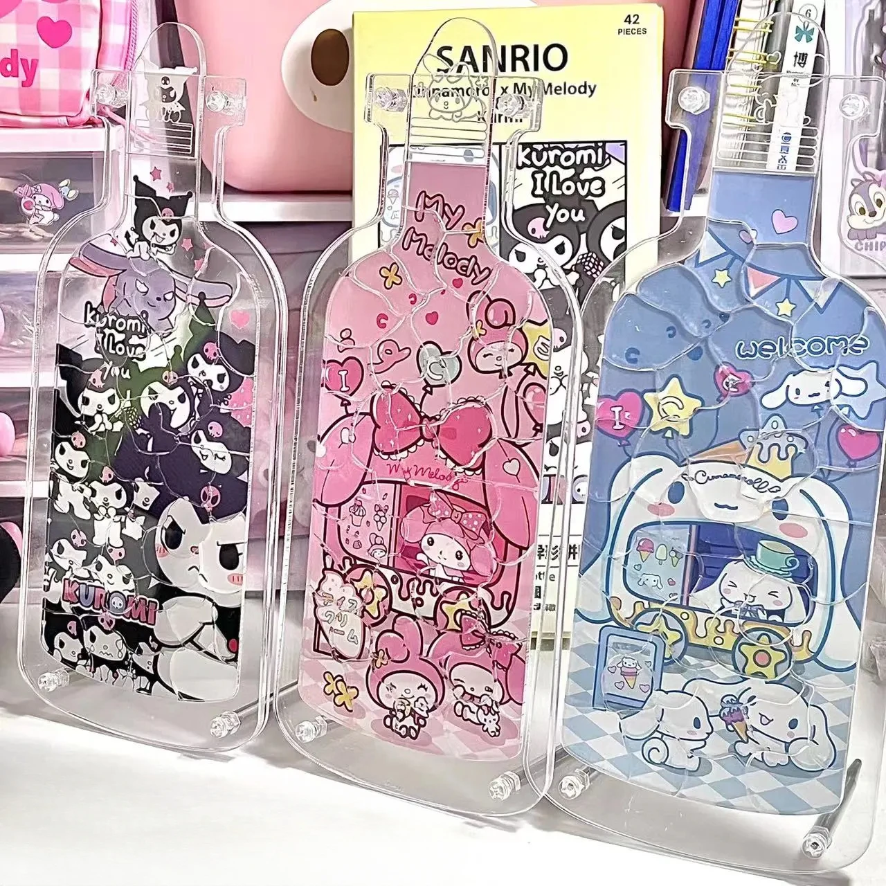 

New Hello Kitty Acrylic Stand Figure Anime Peripheral Cute Q Version Creative DIY Cinnamoroll Desktop Ornament Birthday Present