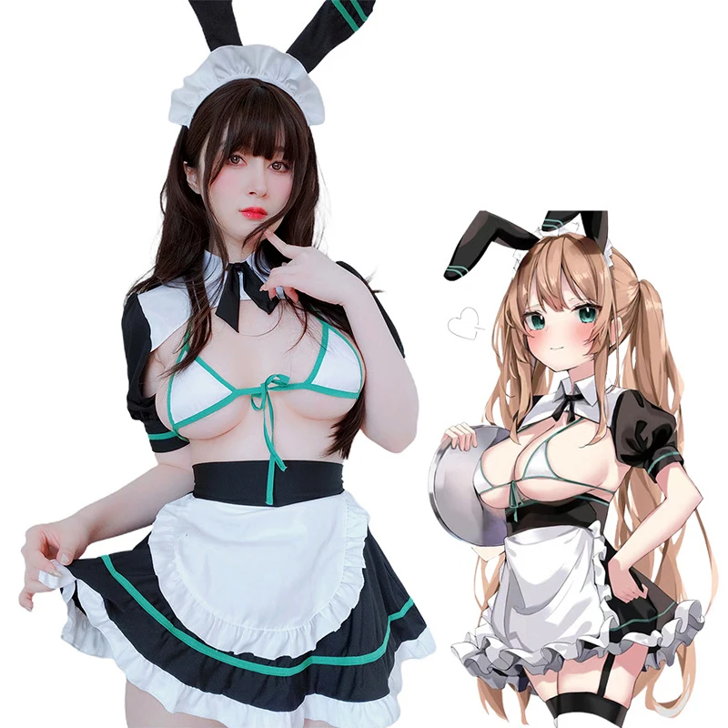 

Hot Erotic Sexy Anime Bunny Girl Cosplay Lingerie Maid Role Play Bikini Unifom Apron Set Nightclub Costumes