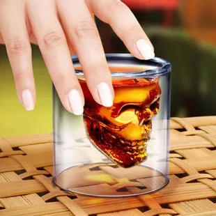 Pirate-Themed Heat-Resistant Wine Creative Skull-Shaped Cup, Transparent Glass Water Cup