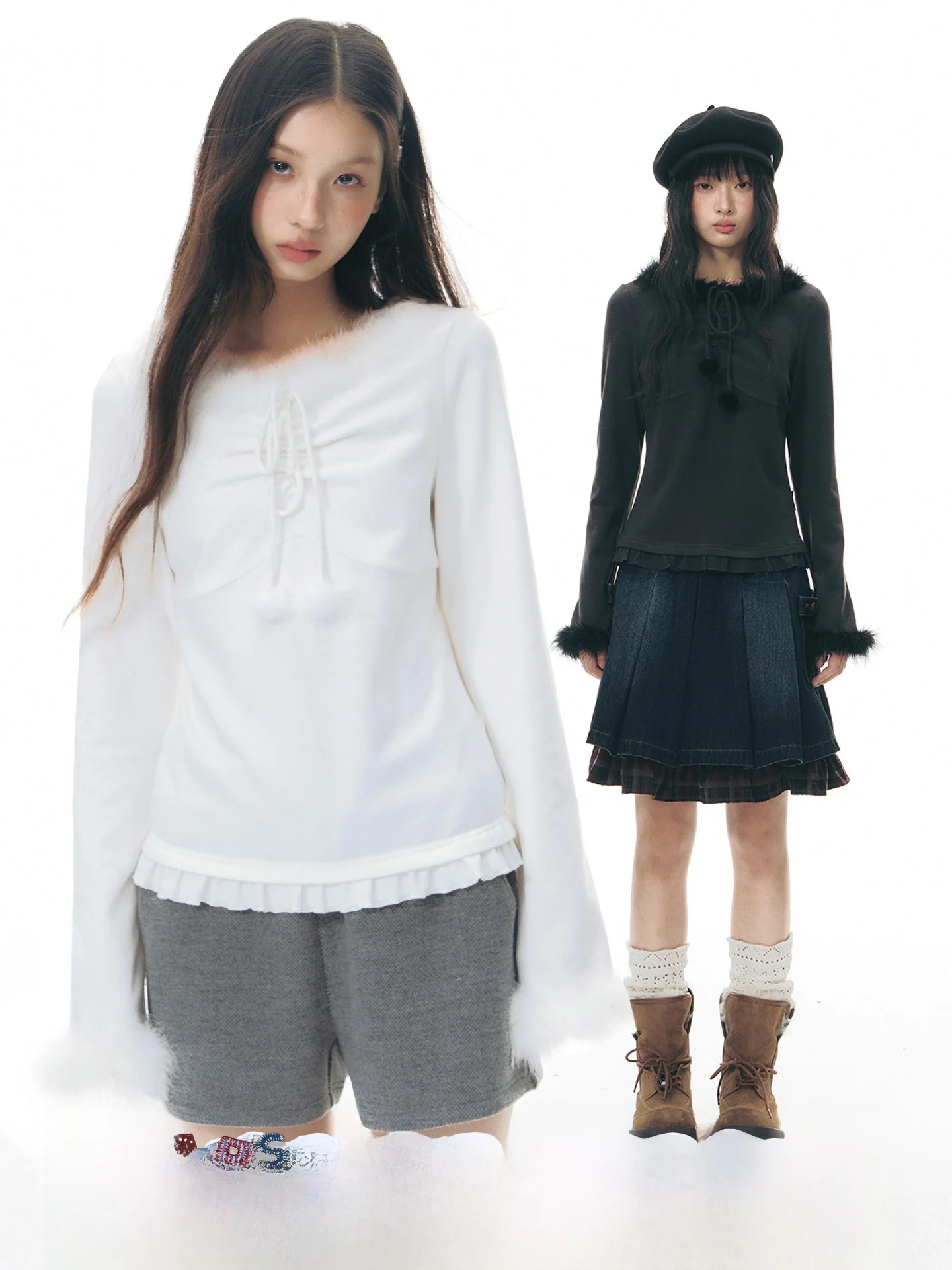 

TAKEANAP Nap Time Original Patchwork Long Sve Base irt Women's Inner Wear Outer Wear Autumn Winter Aosphere New