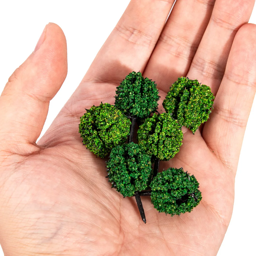 Plantas de bolas de arbusto de árboles en miniatura de 3,5 cm para diseño de tren ferroviario/militar/fabricación de modelos DIY/paisaje de mesa/Diorama 10 unids/lote