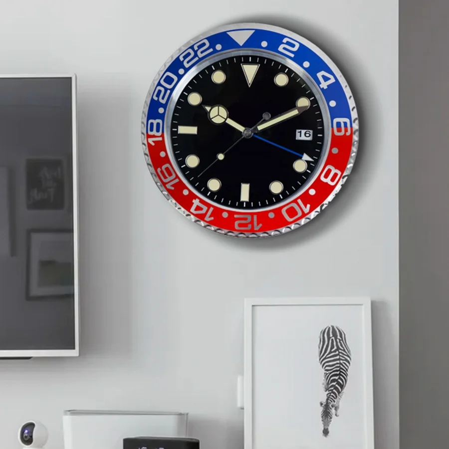 Europäischer Stil Minimalistische Und Modische Quarzuhr, Metall Moderne Leuchtende Wanduhr, Wohnzimmer Dekoration, Kreative
