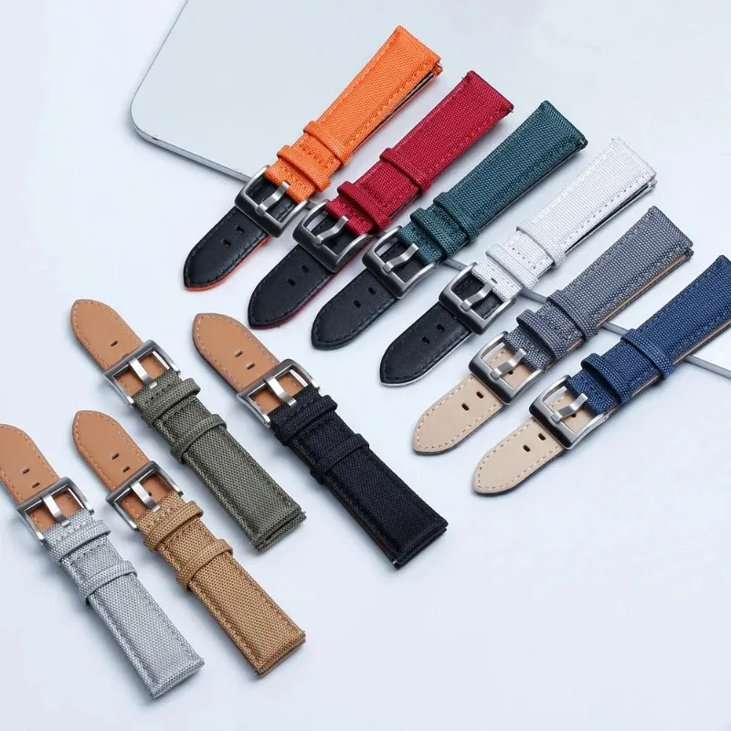 Geniune Leather Nylon Watch Bracelet 20mm 22mm Business Vintage Universal Strap Quick Release Wristband for Huawei Watch Gt2/Gt3