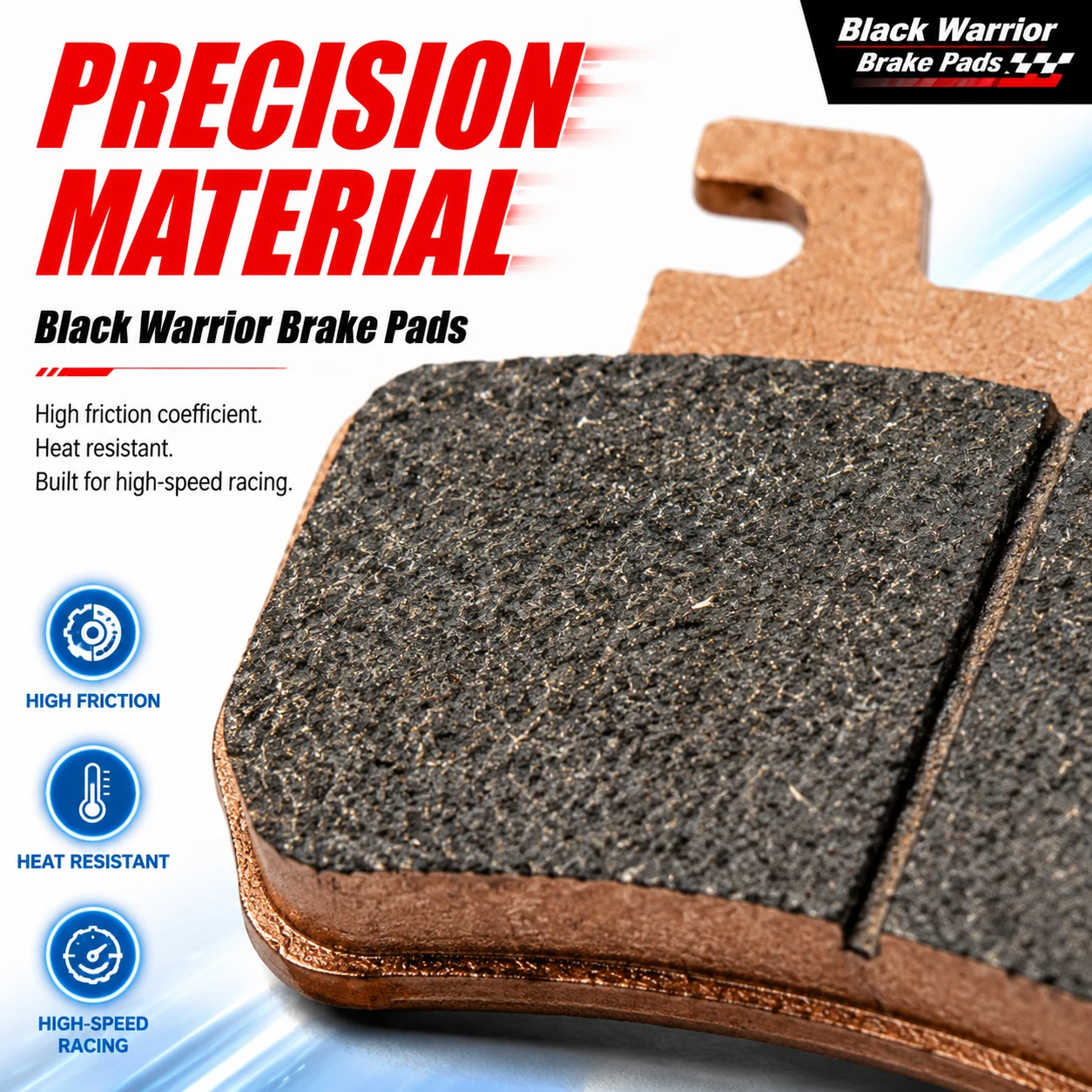 Black Warrior Brake Pads Semi-Metallic Stealth Black for Himoto Black Warrior OWAYEBIKE SK-1 Ultra