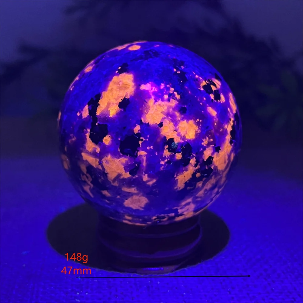 140-150g Crystal Natural Sphere Ball Gabbro Fire Stone Quartz  Mineral Spiritual Feng Shui Reiki Home Decoration Energy+Stand