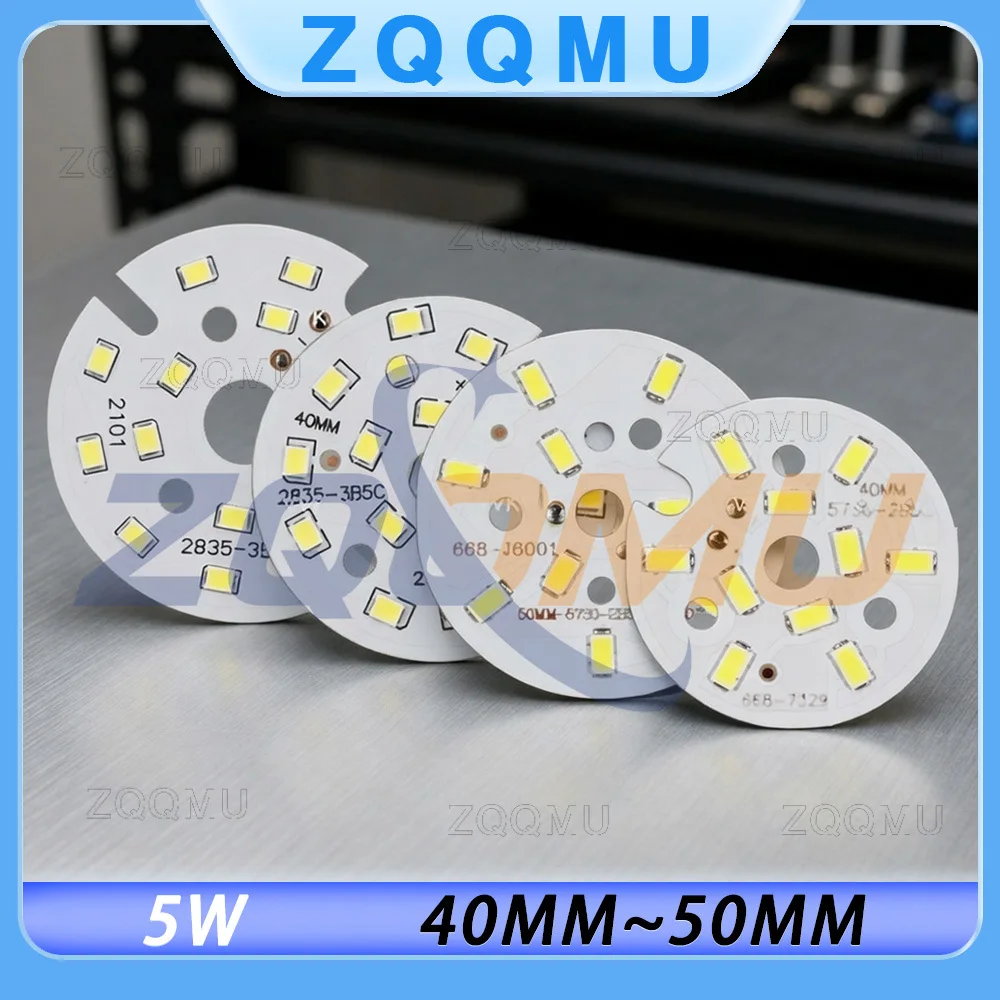 10Pcs 5W Warm White SMD 5730 2835 LED Chip High Brightness 40mm 48mm 50mm PCB Plate For DIY Round Ceiling Downlight Board