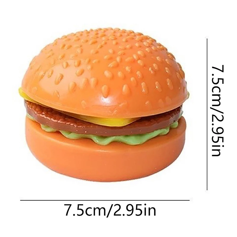 3D Squishy Burger Stress Relief Brinquedo, Squishy Hamburger, TPR Descompressão, Squeeze Ball, Sensorial Presentes, Festa, Adultos