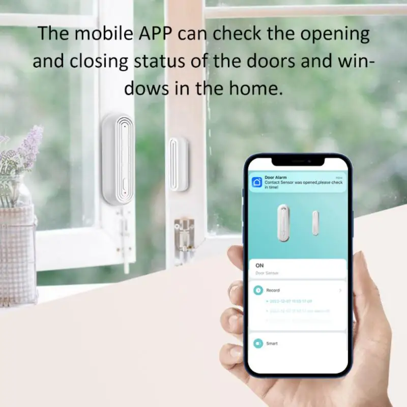 Tuya WiFi Smart Door Window Alarm Sensor Open Closed Detectors 90dB Siren Smart Life APP Reminder Work with Alexa Google Home