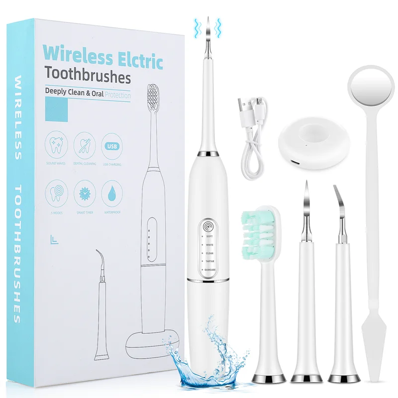 

Ultrasound Electric Toothbrushes for Adults Kid Dental Stains Calculus Remover Teeth Whitening IPX7 Waterproof Replaceable