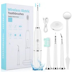 Cepillos de dientes eléctricos de ultrasonido para adultos y niños, eliminador de manchas dentales, blanqueamiento Dental, reemplazable, impermeable, IPX7