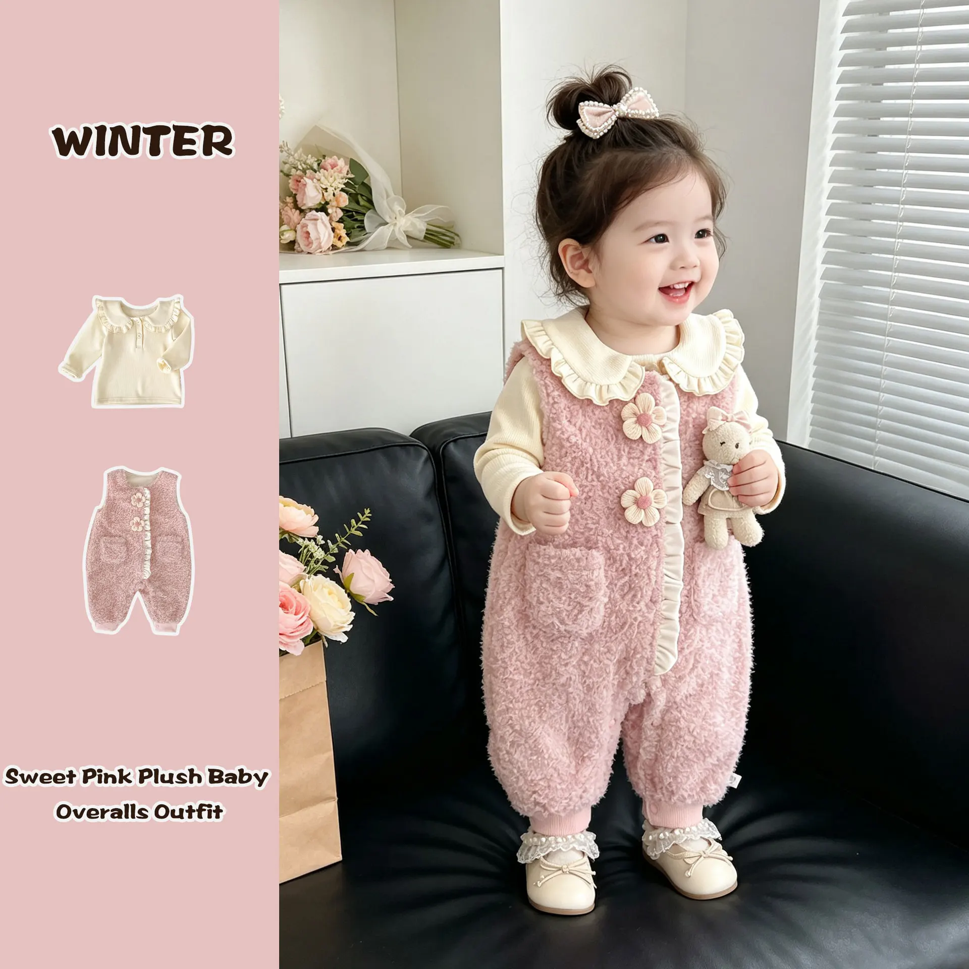 2026-new-winter-baby-girls-thick-romper-overalls-set-long-sleeve-top-suspender-pants-sweet-warm-outfit