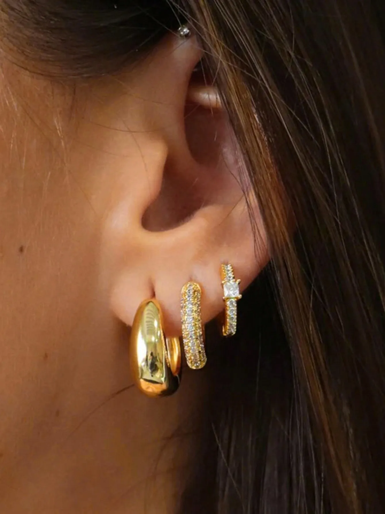 

Набор из 6/8 минималистичных золотистых серег-колье с кубическим цирконием для женщин, для повседневной носки и вечеринок