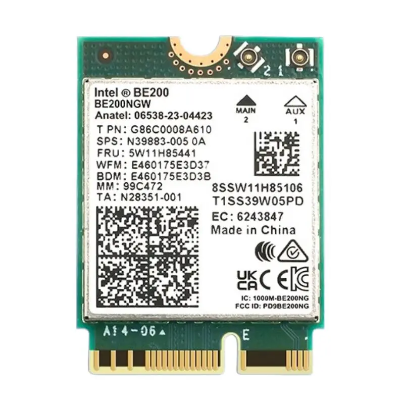 Imagem -02 - Placa de Rede Wifi Bluetooth 5.4 Tri Band 2.4g 5g 6ghz 8774mbps Be200ngw Adaptador sem Fio M.2 Melhor Que Wifi 6e Intel-be200