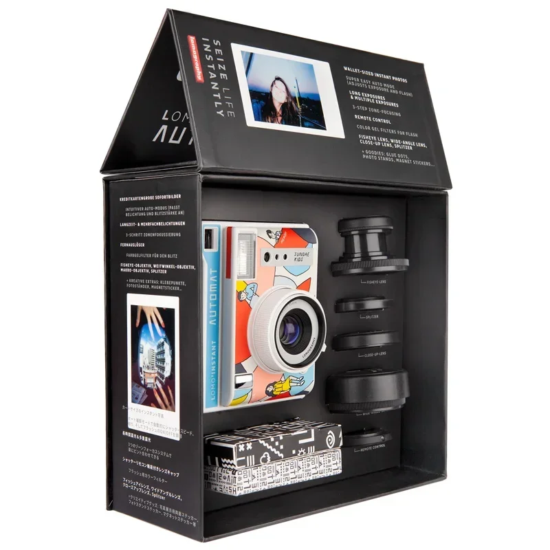 Lomography Lomo'Instant Automat Auto Metering Camera Sundae Kids Love 2-3 with 3 Lenses and Image Splitter Set