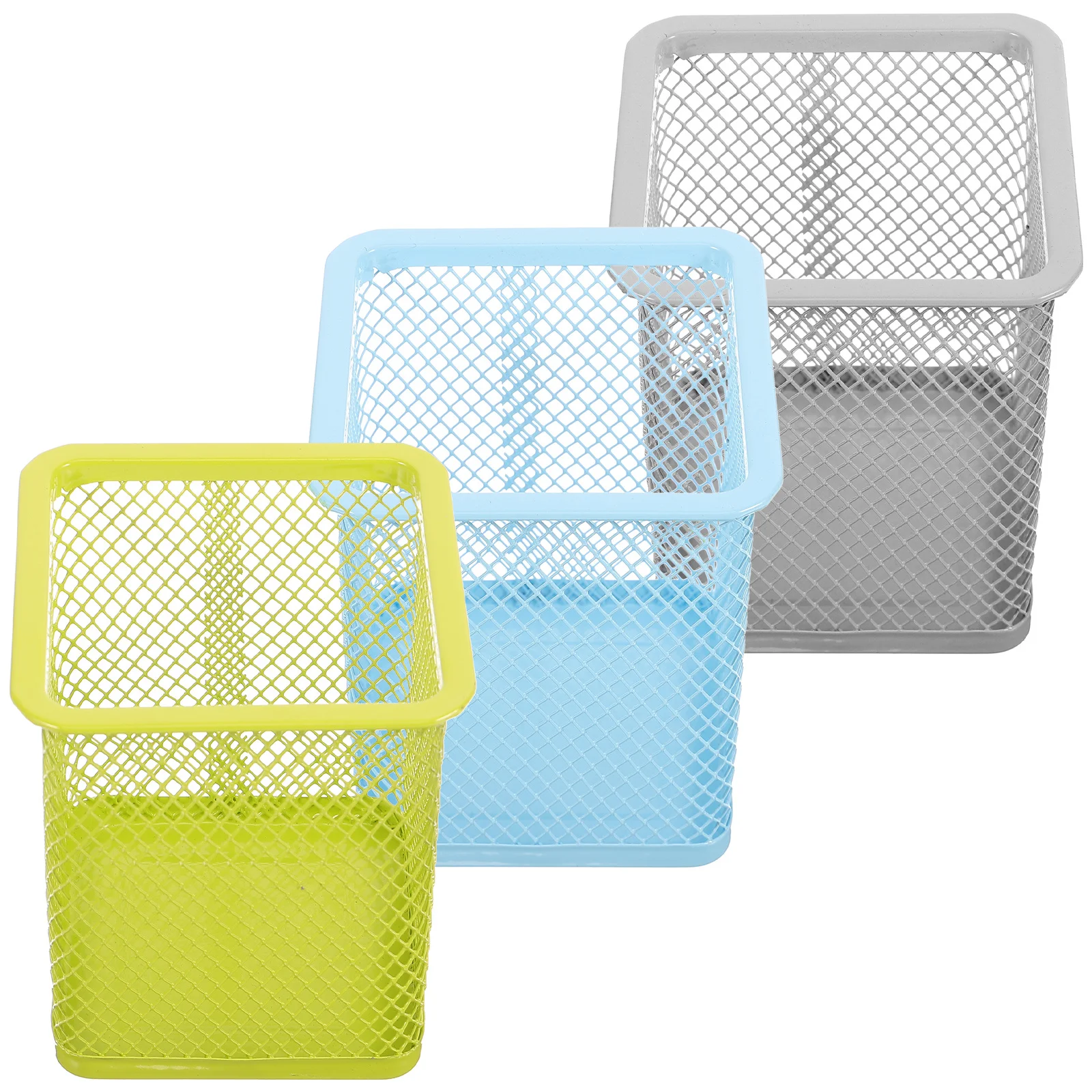 

3 Pcs Pen Holders Brush Desktop Pencil Mesh Metal and Table Cup Stand Organizer for