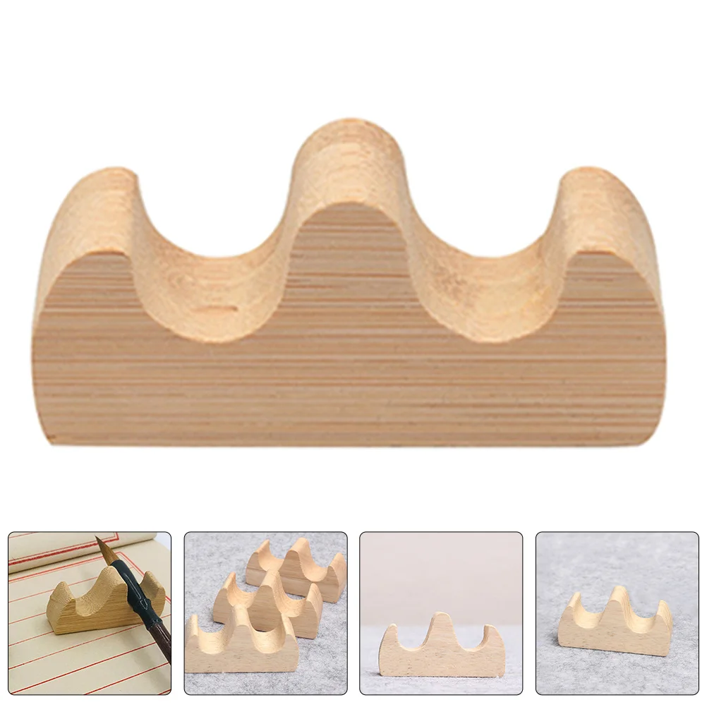 

6Pcs Chinese Calligraphy Brush Holder Classic Wooden Pen Rest for Desk Writing Brush Stand Desktop Pen Holder for Office Study